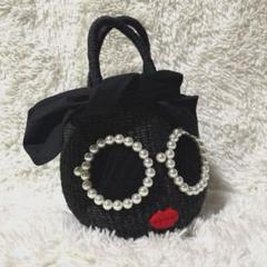 美品✨アジョリー　a-jolie カゴバッグ　パールサングラス　ブラック