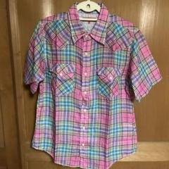 EDWIN 半袖シャツ Lサイズ ピンク系チェック