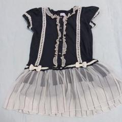 黒のピアノ柄半袖ワンピース　120 子供服 　アクシーズファム