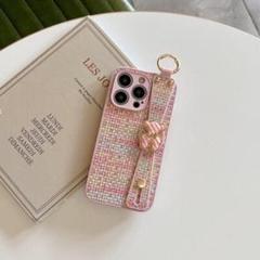編み風 ベルト 【新入荷】 ストラップ パール iPhone16proMax