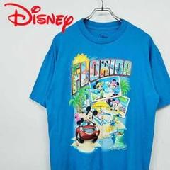 【90s 古着】ディズニー フロリダ ミッキー＆ミニー Tシャツ ブルー L