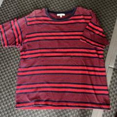GLOBAL WORK 赤・紺ストライプ Tシャツ L