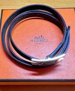 エルメス アピ3 ラップブレスレット 本革 Hバングル 刻印□DHERMES