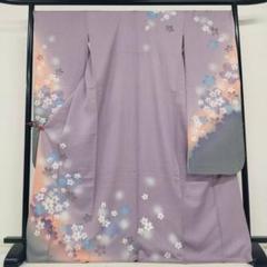 振袖 正絹 桜の金駒刺繍 ぼかし 銀通し 広袷 袷 着物 K-9806