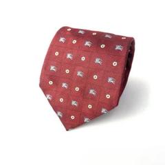 1101 Burberryバーバリー　花　ロゴ　総柄　ネクタイ　赤