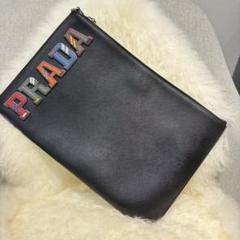 PRADA ブラック レザー クラッチバッグ