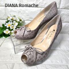極美品✨DIANA Romache✨ オープントゥパンプス クロコ型押し
