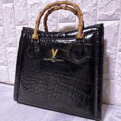 【未使用】VALENTINO CHRISTY ハンドバッグ クロコ バンブー 黒