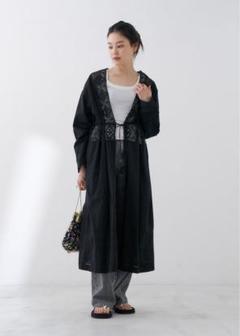 ヌキテパ 小花柄 シフォン シャツワンピース 総柄 レーヨン バイ