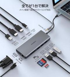 12in1　USB-Cハブ マルチディスプレイ PD 100W　拡張ミラーモード