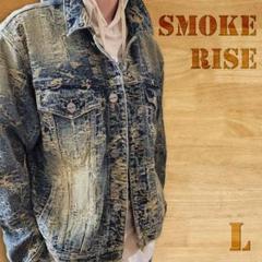 【海外 正規品】 US Rise 希少】Smoke デニムジャケット 15 クラッシュ加工 ジャケット・アウター