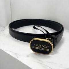 美品　GUCCI グッチ　ベルト　黒 ロゴプレート