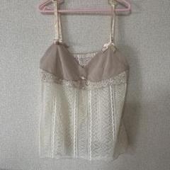 【未使用】Chesty レース混　透け感キャミソール　ベージュ　日本製　Fのサムネイル