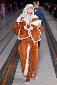 Y/project shearling snap panel coat