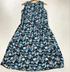 美品 Stola. ストラ 総柄 ノースリーブワンピース ウエストリボン