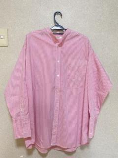 FREAK'S STORE ピンクストライプ バンドカラーシャツ