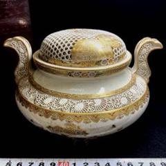 明治期 薩摩平岡製 極上手 金彩香炉 木箱付 幅約16.5㎝ - メルカリ