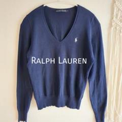 【美品】POLO Ralph Lauren 薄手ウール ネイビーM Ralph Lauren ラルフローレン コットンニットネイビー 綿100