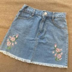 【ジェニーラブ】ライトブルーデニムスカート 花柄刺繍 女の子130