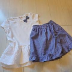 フリルレースTシャツ、キュロットパンツセット130