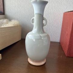 グレー陶器花瓶 持ち手付き 高さ２4