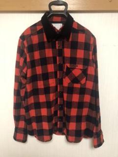 sacai (サカイ) ベロアカラーブロックチェックシャツ レッド