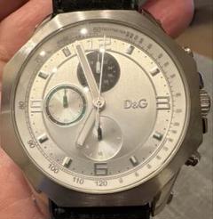 D&G クロノグラフ 腕時計 シルバー/ブラック レザーベルト D&G クロノグラフ 腕時計 シルバー/ブラック レザーベルト