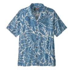 【新品】 Patagonia パタゴニア 半袖シャツ 花柄 ブルー M 美品 20年製 パタロハ アロハシャツ オープンカラーシャツ 柄