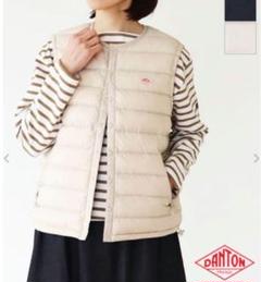 新品未使用　DANTON　インナーダウンベスト　オイスターホワイト　Mサイズ DANTON｜クルーネック インナーダウンベスト dt-a0002nnf-24aw