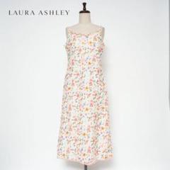 美品 LAURAASHLEY 総刺繍花柄ワンピース 膝丈 白 11*ZC428