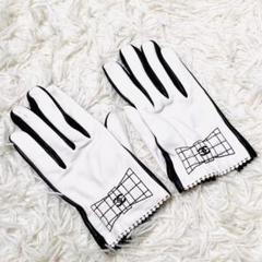 CHANEL シャネル レザー 手袋 ココマーク バイカラー ブラック ホワイト CHANEL シャネル レザー 手袋 ココマーク バイカラー ブラック