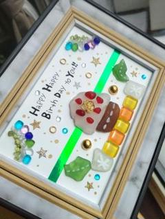 シーグラスアート 2点セット マカロン＆カップケーキの通販 by