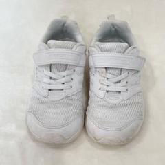 ◎瞬足 スニーカー キッズ 19cm 男の子 女の子 白 通学靴 幅広