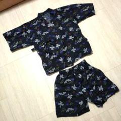 110　黒　ドラゴン　龍　甚平 上下　Japanese pattern　セット