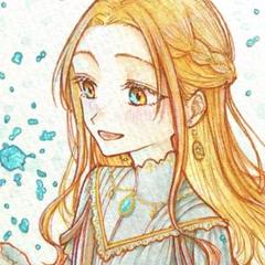 【額付き】手描きイラスト オリジナル 原画 創作 青 女の子 橙 オレンジ