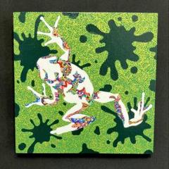 原画　カエル　動物画　絵画　アクリル画　現代アート　細密画　一点物　手描き 原画 カエル 動物画 絵画 アクリル画 現代アート 細密画 一点物