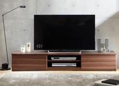 木目調 仕上げ テレビ台 テレビボード 幅180cm 背面収納 ウォールナット