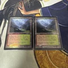 マジックザギャザリング　旧枠foil 樹木茂る山麓　　エラーカード？ 441)□旧枠□《樹木茂る山麓/Wooded Foothills》[MH3-BF] 土地R