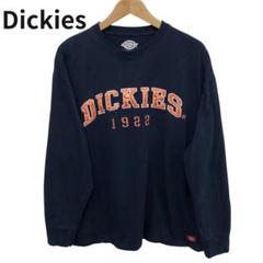 Dickies ネイビー 長袖Tシャツ 1922 刺繍ロゴ　フロント　春秋