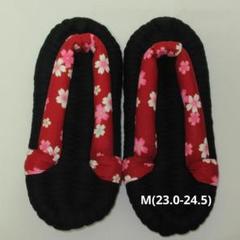 401 手づくり　布ぞうり　M　赤地桜模様