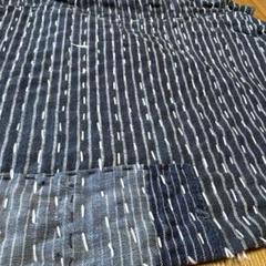 【藍染×刺し子】ハンドメイド布小物／和柄リメイク素材・ヴィンテージ25×24⑦
