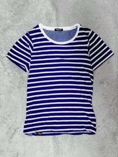DENHAM デンハム ボーダー クルーネック 半袖 Tシャツ ホワイト