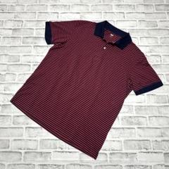 【ユニクロ】半袖ポロシャツ ボーダー柄 メンズ レッド×ネイビー XL