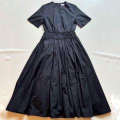 美品☆エブール コットンタイプライターウエストギャザーワンピース