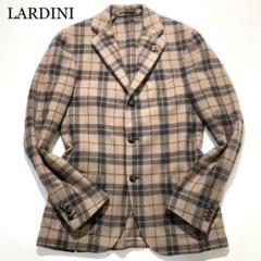 【極美品】LARDINI テーラードジャケット ブラウン チェック カシミヤ