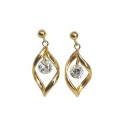 10金】K10×キュービック／立体ツイストピアス 23mm／華やか