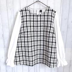 シーインカーブ チェック柄ドッキングブラウス ツイード 大きいサイズ 2ＸＬ