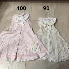 クーラクール　ノースリーブいちごセーラーワンピース　100.90cm姉妹お揃い