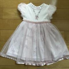 【美品】今季 メゾピアノ　フローラルバレエ柄ドッキングワンピース　90センチ