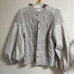rekisami ニットドッキングシャツ切替デザインケーブルニット